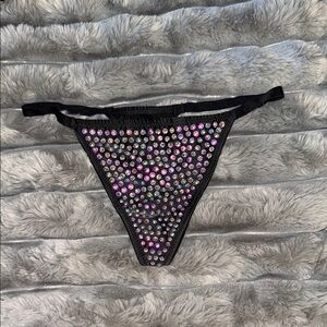 Victoria's Secret Black With Rhinestones Thong